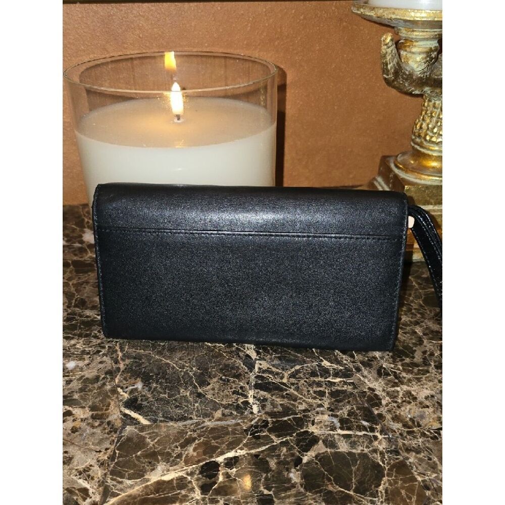 kate spade Black Leather Wristlet Clutch with Gold Turn-Lock Accent - Picture 14 of 14